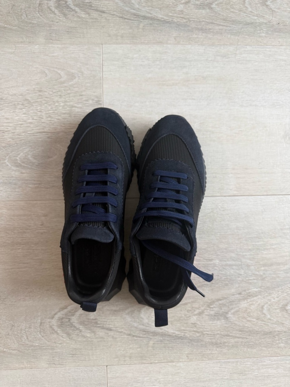 Women  Navy & Black Casual Lace-Up Sneakers with Red Accent - Picture 2 of 4
